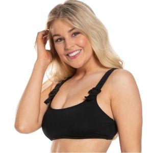 Kate Spade Daisy Buckle Black Bikini Top Size XS EUC